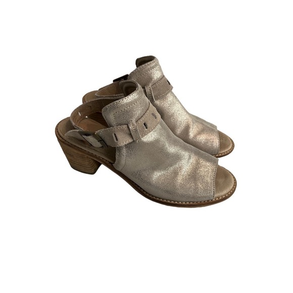 Diba True Casa Loma Up Front Stack Booties Sz 8.5 Champagne Leather Ankle Strap - Picture 2 of 11